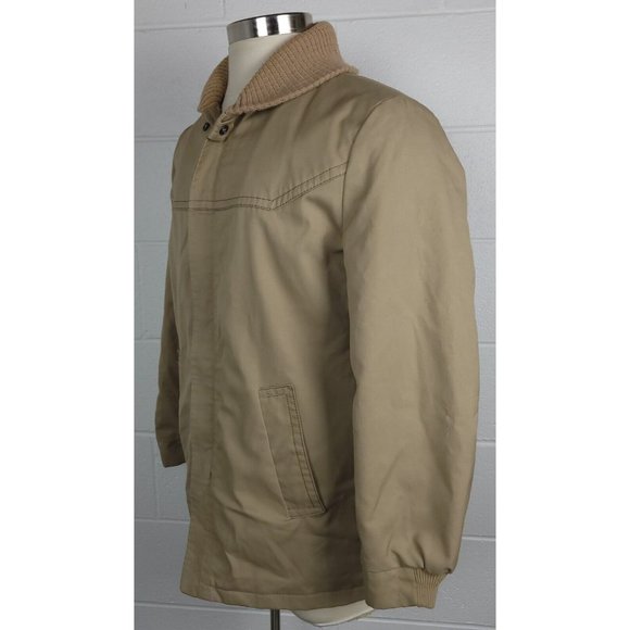 Vintage‎ Sears Mens Khaki Jacket Coat w. Faux Fur Lining 40R - Picture 5 of 12